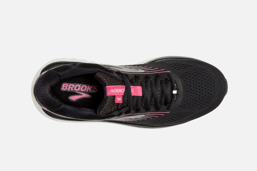 Brooks Addiction 14 Road Running Shoes Womens - Black/Pink/Silver - PDQOT-5623